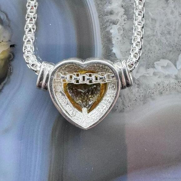 Carolyn Pollack Sterling Silver Faceted Citrine Slide Heart Pendant W/Necklace - Picture 7 of 10
